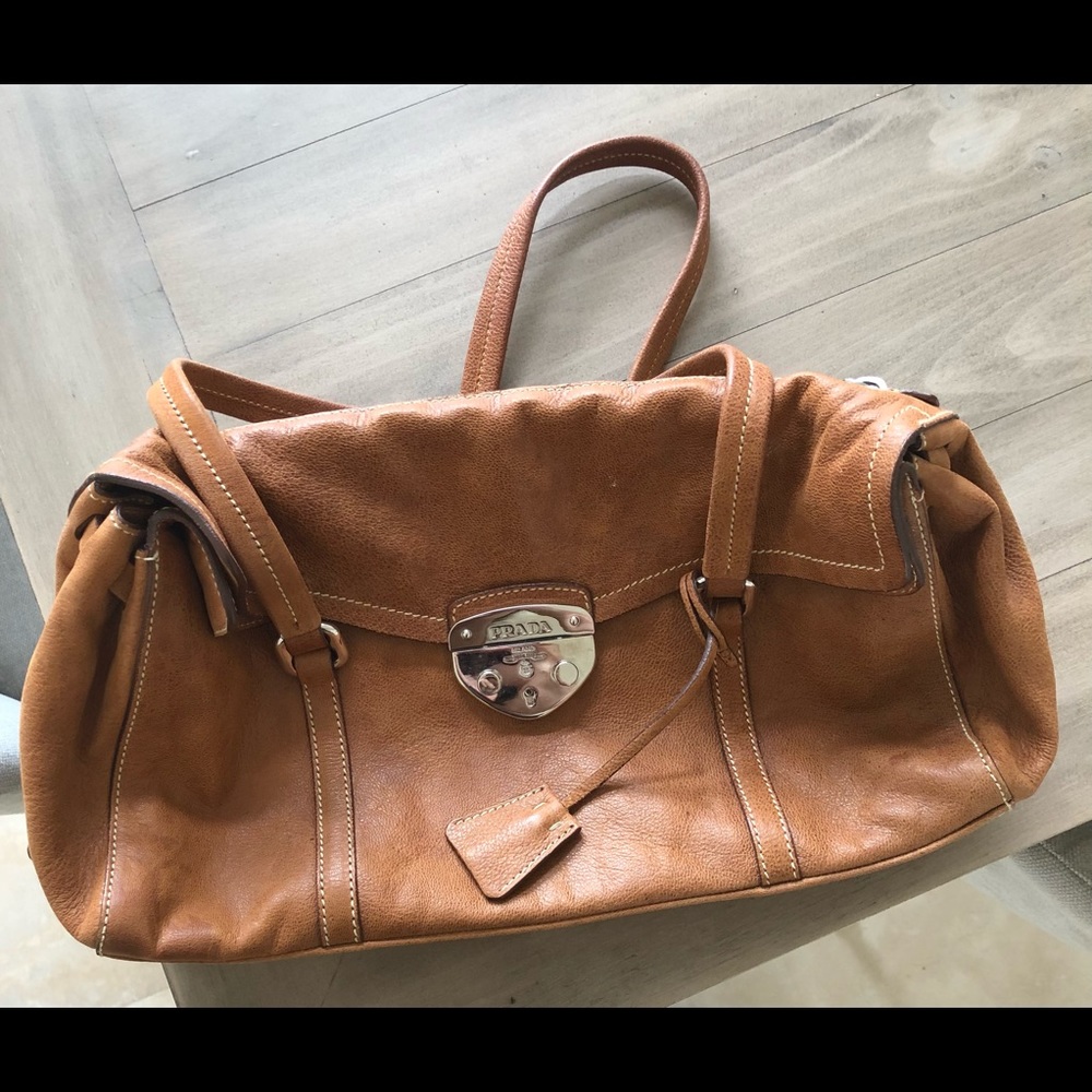 Tan/Brown Prada Satchel Bag